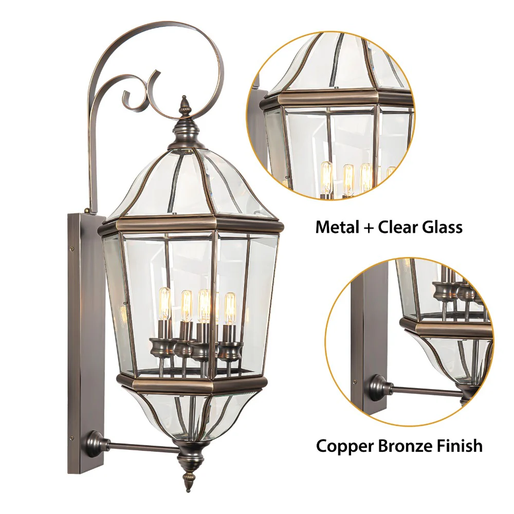 Bromley Copper Finish Outdoor Light Fixture (36") - Image 4